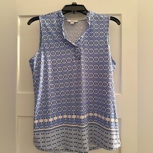 Croft & Barrow Blue Patterned Sleeveless Blouse
